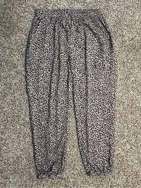 Leopard Print Jogger Pants - Taupe/Black